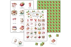 KFNER Strawberry Bingo Games - Summer Berry Bingo Card - 24 Players Bingo Game Set for Adult Family Friends - Indoor Outdoor Activities - Fruit Themed Birthday Party Favors Supplies -C07