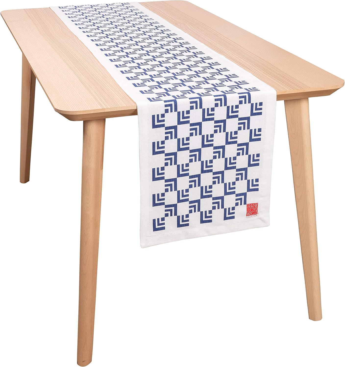 KAF Home Frank Lloyd Wright Printed Table Runner 14 x 72-inch 100-Percent Cotton (Nested Squares)