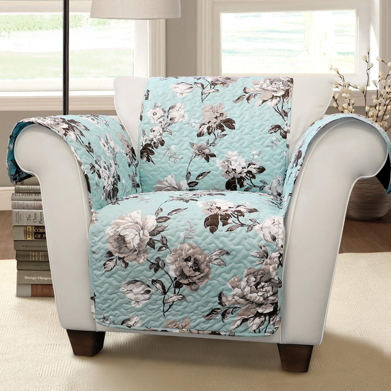 Best Light Blue Floral Kitchen Chair Pad