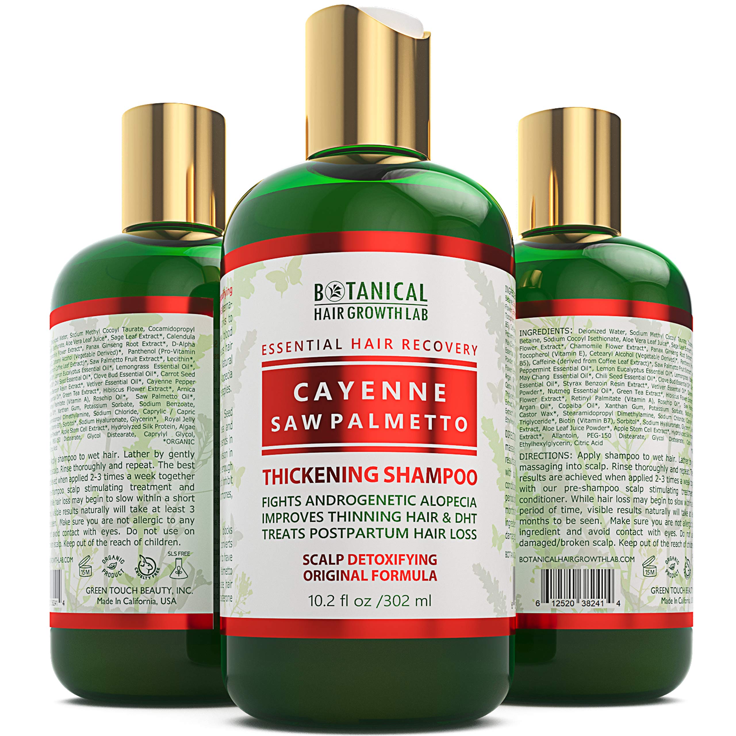 Hair Growth Cayenne & Saw palmetto Scalp Stimulating Botanical Shampoo, Original Formula Fights