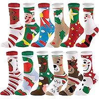 JOYIN 12 Pairs Christmas Socks Warm Soft Cotton Christmas Socks for Women Men for Christmas, Holiday or Birthday Gift