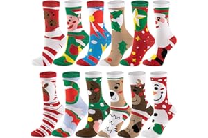 JOYIN 12 Pairs Christmas Socks Warm Soft Cotton Christmas Socks for Women Men for Christmas, Holiday or Birthday Gift