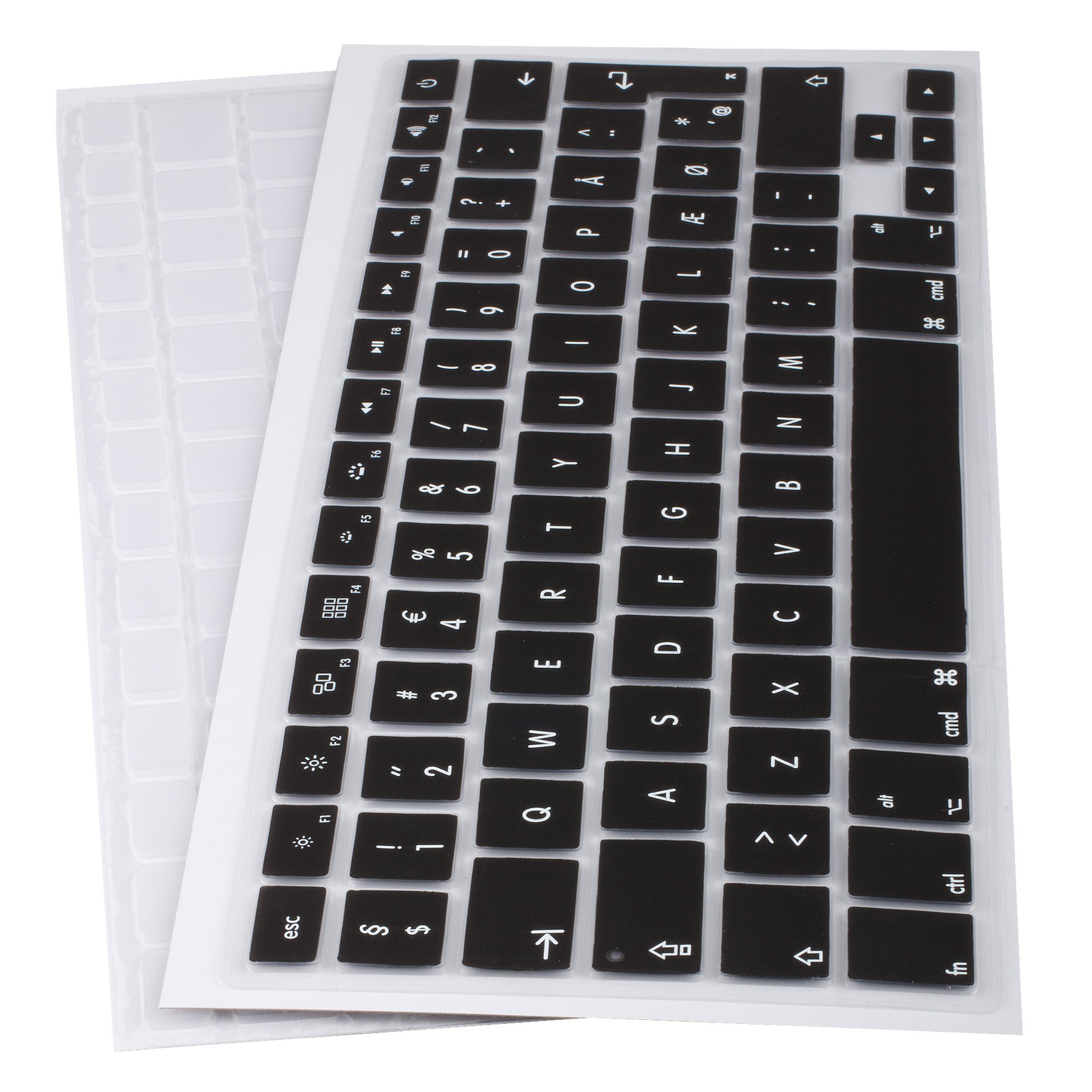 Lilware Silicone Keyboard covers for MacBook Air 13/15 / 17 (Release 2012 year) QWERTY (Danish layout) Black/Transparent