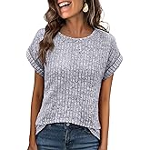 ANRABESS Women Shirts Summer Sweaters Regular Fit Short Sleeve Tunic Tops 2026 Dressy Casual Business Blouses