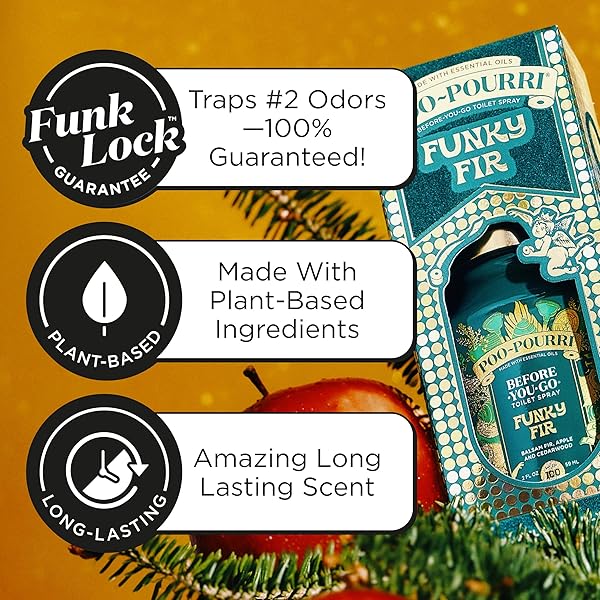 POO-POURRI HOLIDAY BEFORE-YOU-GO TOILET SPRAY, FUNKY FIR, 2 FL OZ – BALSAM FIR, APPLE AND CEDARWOOD