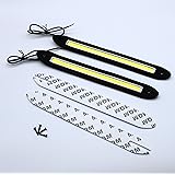 YUEKUI 2 pcs Set Waterproof IP67 Rubber Flexible High Power 6W 12V Flip Slim Chip COB LEDs DRL Daylight Driving Light Daytime Running Light For Car Vehicle Universal (Straight Line, White)
