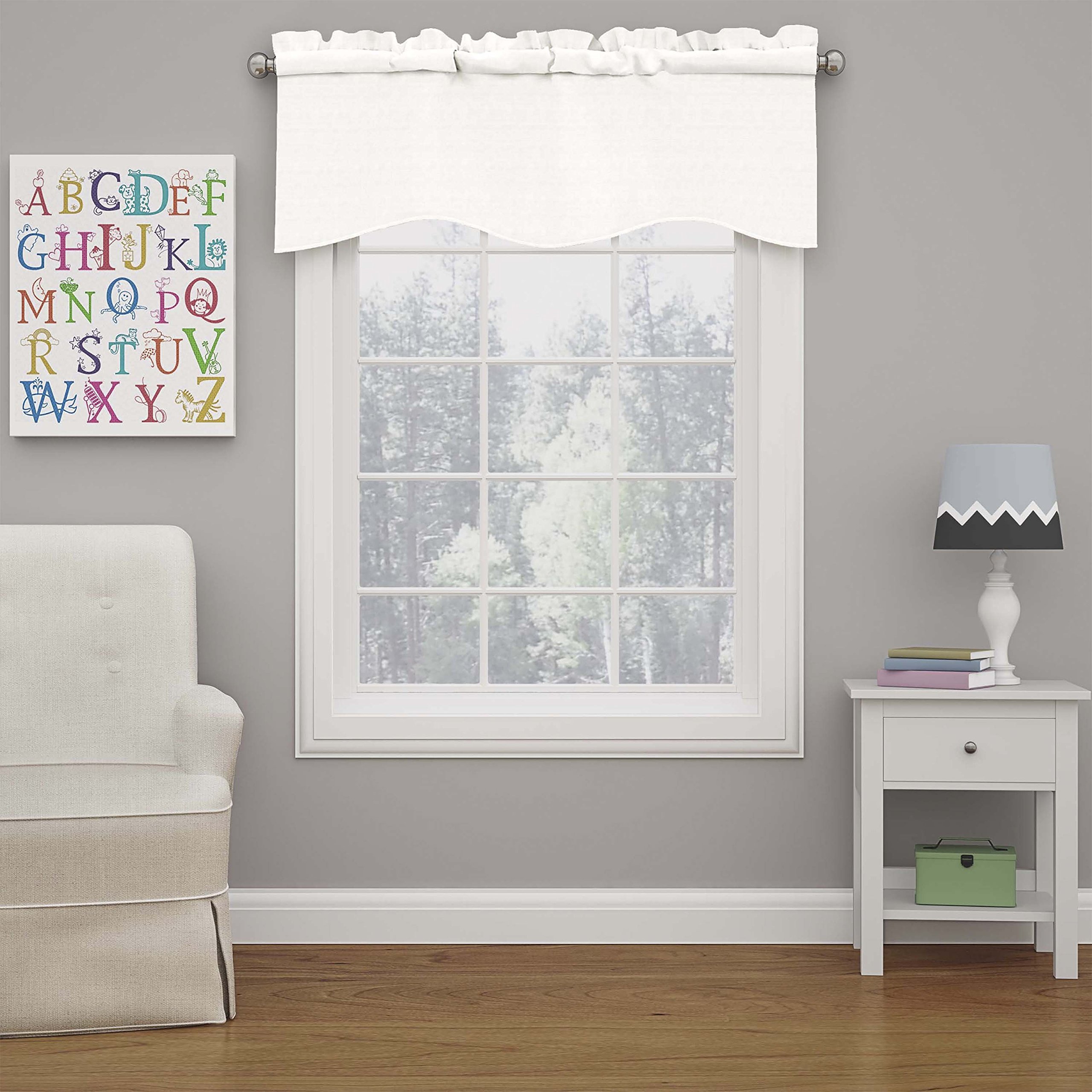 Photo 1 of ECLIPSE Kendall Modern Scalloped Valance Rod Pocket Window Curtain for Kitchen or Bathroom, 42" x 18", White