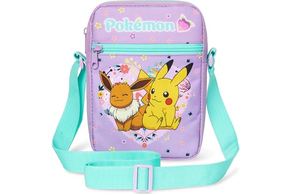 Pokemon Crossbody Bag for Kids, Small Shoulder Bag for Travel, Pikachu Gengar Eevee, Anime Gifts for Girls