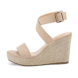 Womens Wedge Platform Espadrille Cross Ankle Strap