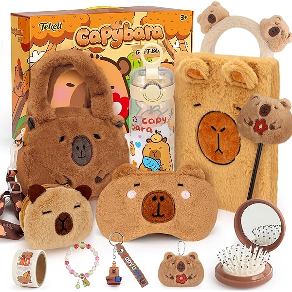 SAYEYBU Peluche Capybara Potelée,Animal en Peluche Doux et Réaliste