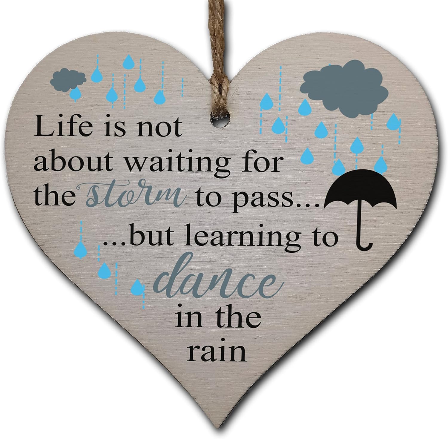 Motivational Hanging Wooden Heart - Handmade Decorative Sign with Positive Quote - Gift for Women Girls, Teen Room or Office Decor