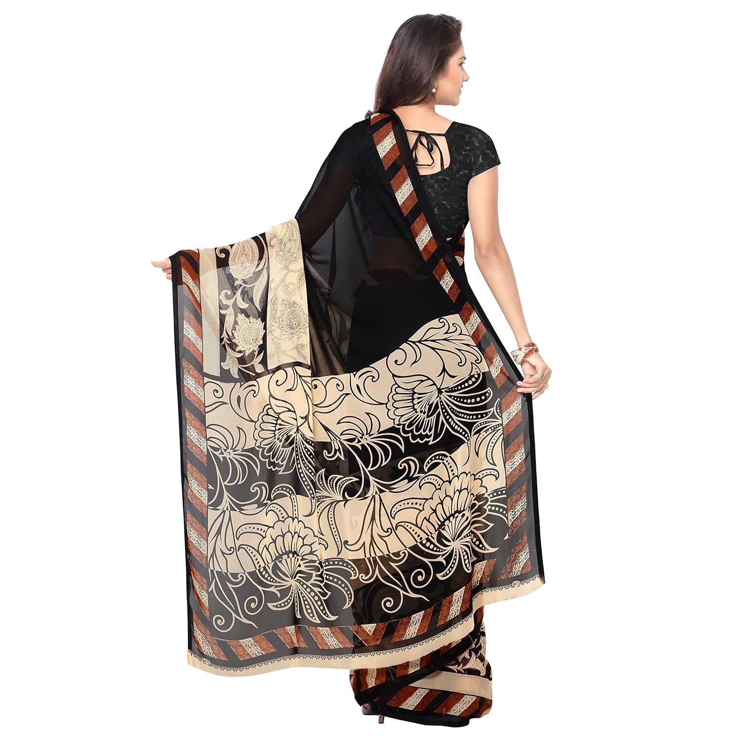 kashvi sarees georgette saree with blouse piece
