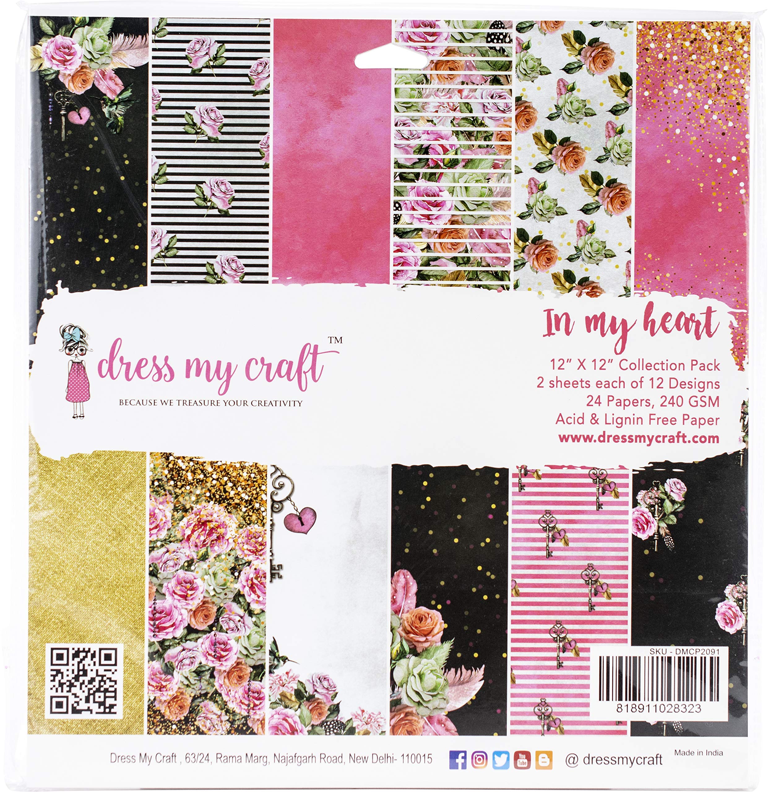 Dress My Craft Single-Sided Paper Pad 12"X12" 24/Pkg-in My Heart, 12 Designs/2