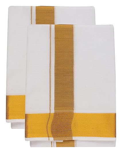 Men's Cotton Dhoti (White, 2 Meter, Pack of 2)
