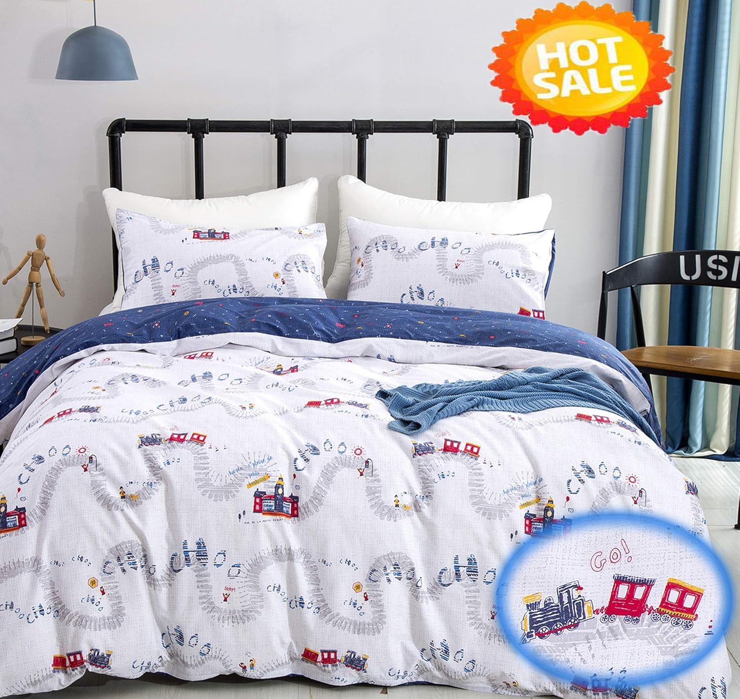 twin train bedding set