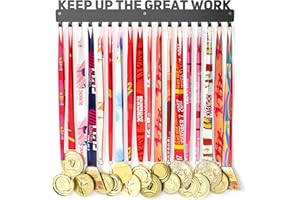songsoso Medal Display Hanger Rack: Wall Mounted 16IN Large Capacity Metal Holder for Running, Soccer, Gymnastics, and Sports Awards, Durable and Sturdy Design, Black