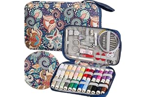 BOBODE 130 PCS Paisley Printing Sewing Kit with All Sewing Supplies Accessories, Professional & Travel Sewing Set for Adults, Emergency Home Use