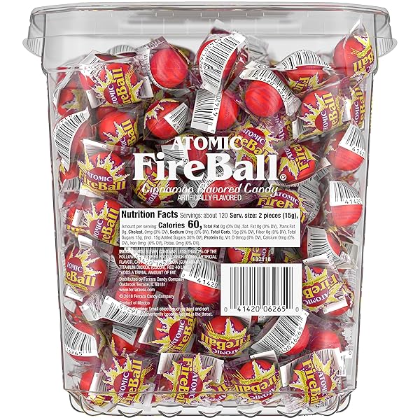 WONKA ATOMIC FIREBALL, CANDY, CINNAMON FLAVOR, INDIVIDUALLY WRAPPED, 64.8OZ (240 CT)