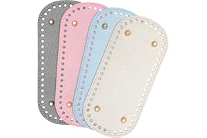 AHQiZFX 4 Pcs Bag Bases for Crochet, 8.66x3.93inch PU Leather Bag Bottom Base Pad, Long Oval Purse Bottom Shaper Pad, Handbag Base with Holes for Handbag Purse Tote Shoulder Crossbody Bag