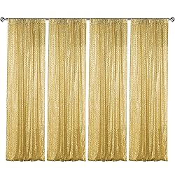 Sugargirl Gold Sequin Backdrop Curtain 4 Panels