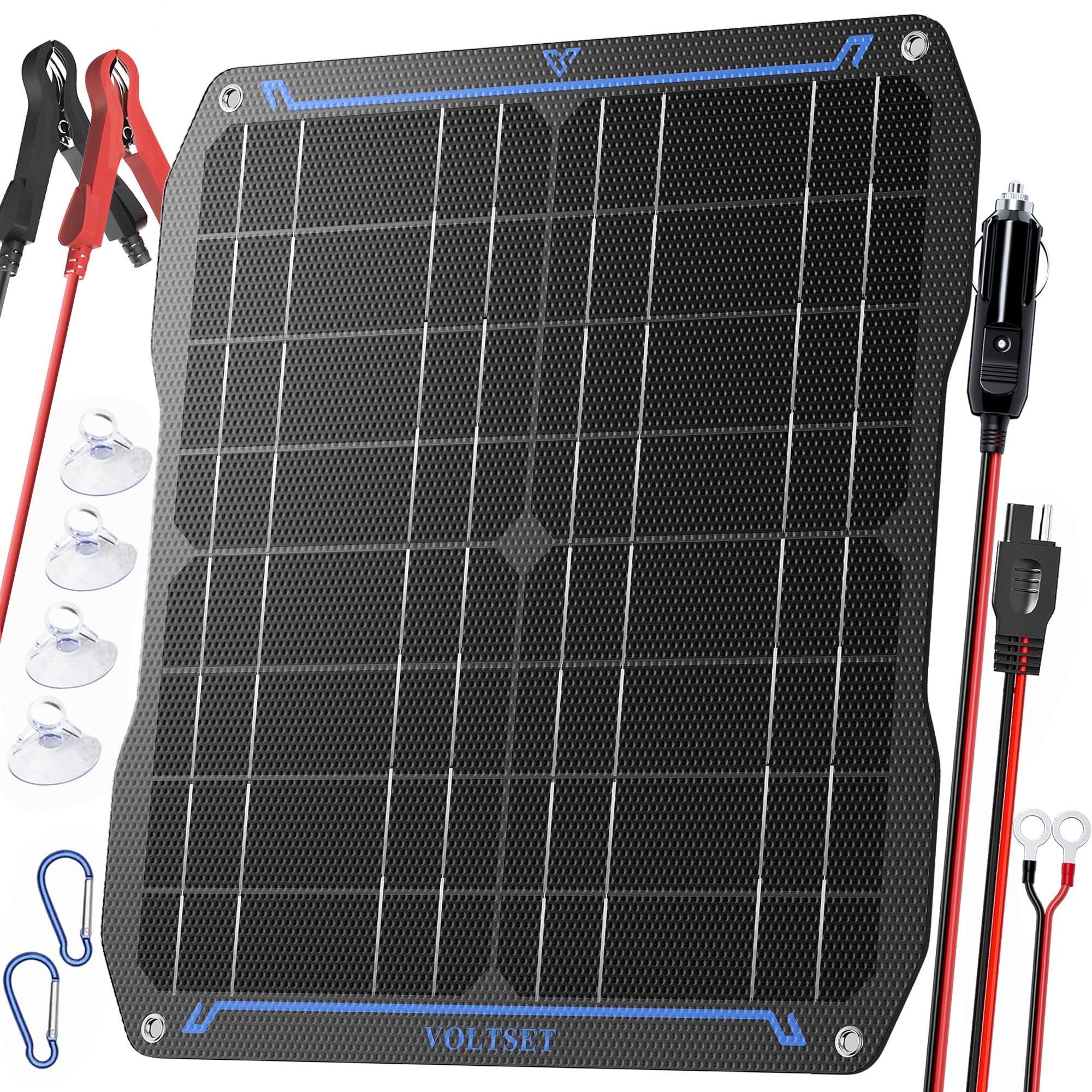 Photo 1 of Voltset 20W 12V Solar Panel Kit Portable Solar Battery Charger Maintainer Waterproof Trickle Charger for Car Battery Boat Motorcycle RV