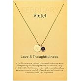 SWNXMG Dainty Birth Month Flower Charms Birthstone Necklace for Women Birthday Gifts,14k Gold Plated Personalized Floral Jewelry Gift for Her