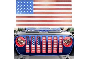 MOEBULB Front Grill Mesh Grid Grille Screen Insert American Flag Design Compatible with Jeep Wrangler JL JLU & Gladiator JT 2018-2021