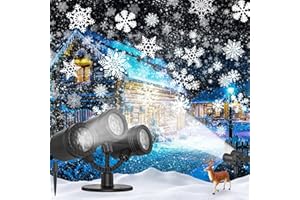 HOSTREAT Christmas Snowflake Projector Lights Outdoor, 2024 Upgraded Snowflake Projector Dynamic Christmas Projector Lights Waterproof LED Snowfall Projector