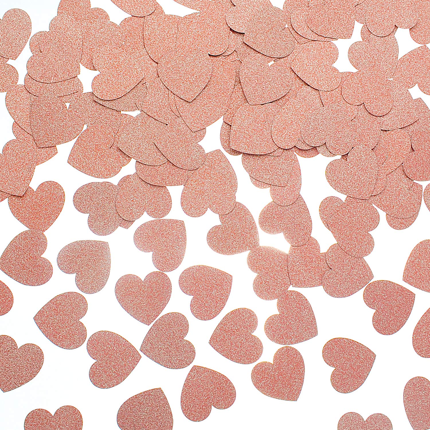 MOWO Glitter Heart Paper Confetti for Table Wedding Birthday Party Decoration, 1.2 inch in Diameter (Rose Gold Glitter,200pc)