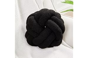 Uvvyui Knot Pillow Ball, Soft Black Home Decor Knotted Pillows, Handmade Round Plush Throw Pillow, Aesthetic & Cute Large Decorative Pillows for Bed, Floor, Couch, Bedroom Home Decor 8 inches