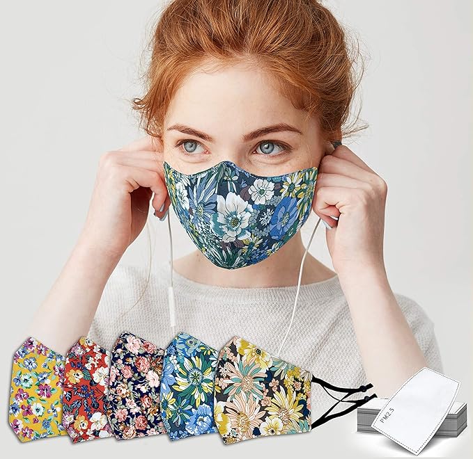 JB London Face Masks Reusable Washable Cotton Premium Fabric Face Masks Pack of 5 UK