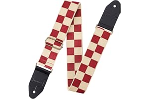 Nefelibata Cool Woven Guitar Strap Cotton with Thicked First Layer Vegetable Tanned Cowhide Leather Ends for Acoustic, Bass, 