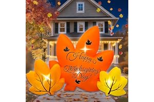 JOYEASE 8FT Thanksgiving Inflatables Maple Leaves Combo Decoration with Built-in LEDs, Blow Up Inflatables for Thanksgiving Party Holiday Indoor Outdoor Yard Garden and Lawn Fall Decor