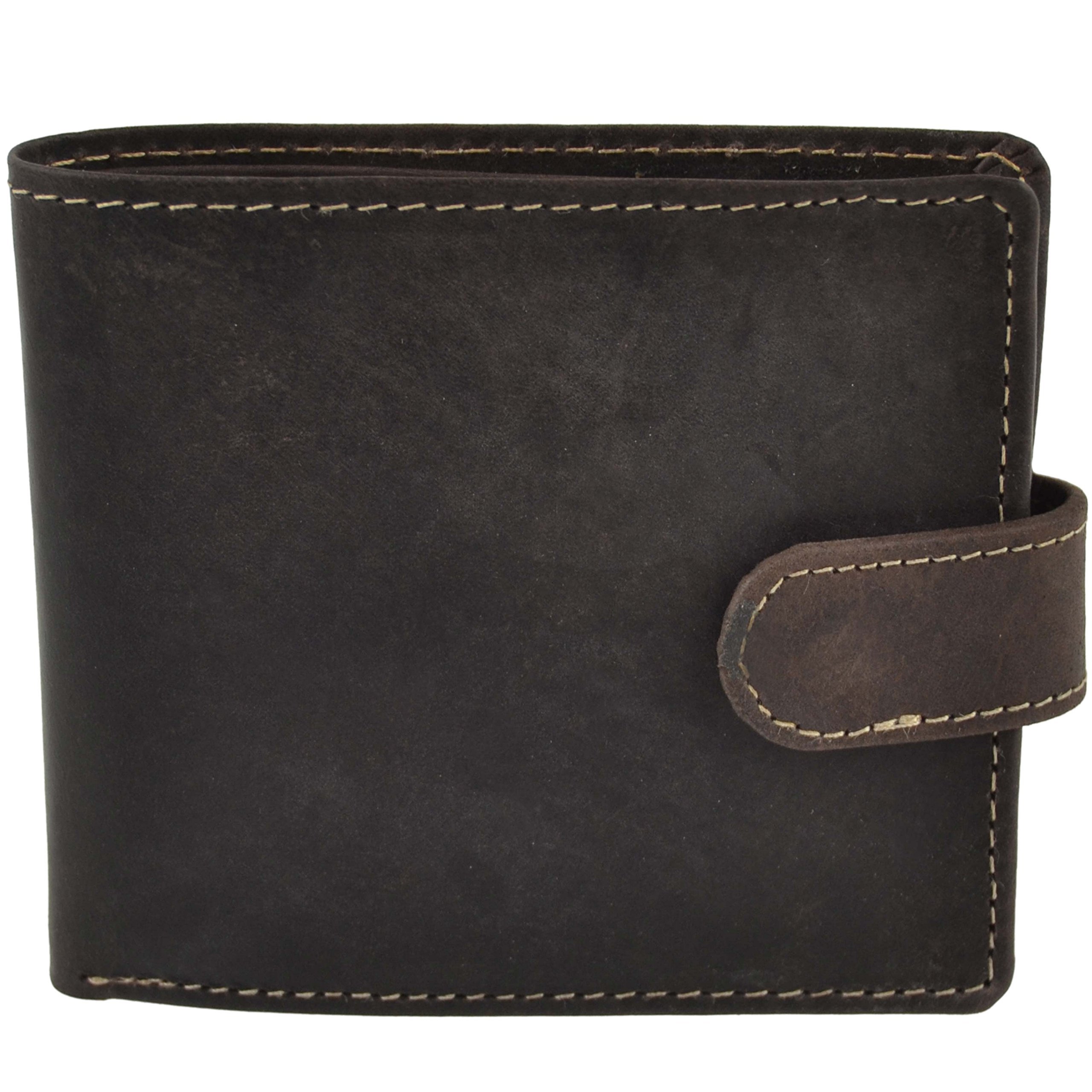 Woods Mens Leather Tabbed Bi-Fold Wallet Change Section Value Gift Box (Safari Brown)