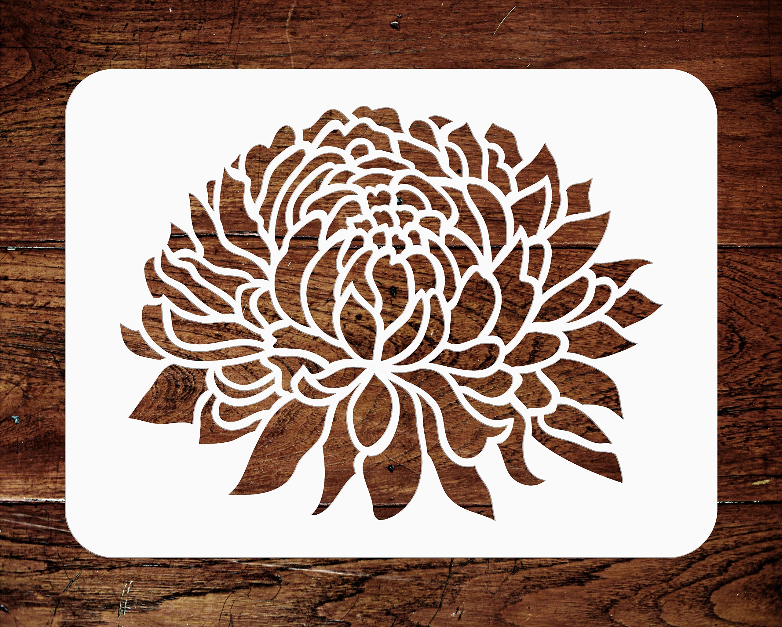 Chrysanthemum Stencil - 21.5 x 16.5 cm - Reusable Large Flower Flora Mums Wall Stencil Template - Use on Paper Projects Scrapbook Journal Walls Floors Fabric Furniture Glass Wood etc.