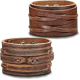 HZMAN Bracciale In Pelle Largo Gothic Punk Rock – Polsiera Regolabile Con Stampa, Unisex - 2