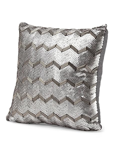 Tahari Home Chevron Decorative Sequined Throw Pillow Gunmetal Zig