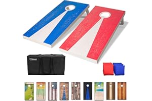 GoSports 4 x 2 ft Regulation Size Wood Cornhole Boards - 10 Vintage Wood Designs (Choose Your Style)