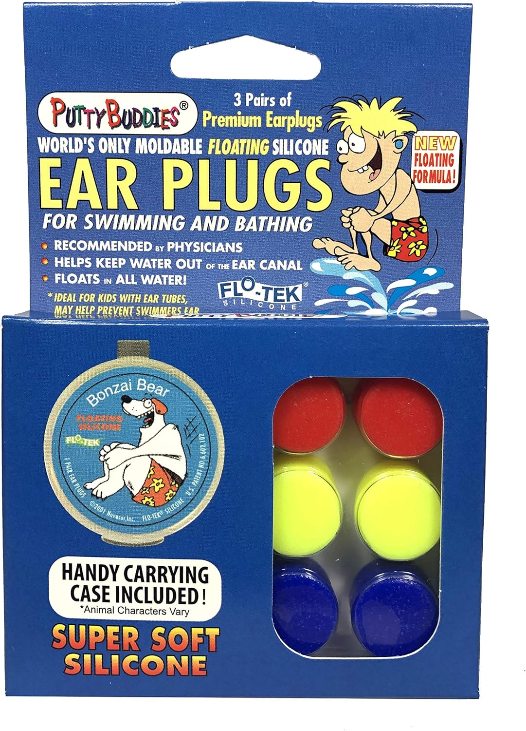 PUTTY BUDDIES Floating Earplugs 3Pair Pack Soft Silicone