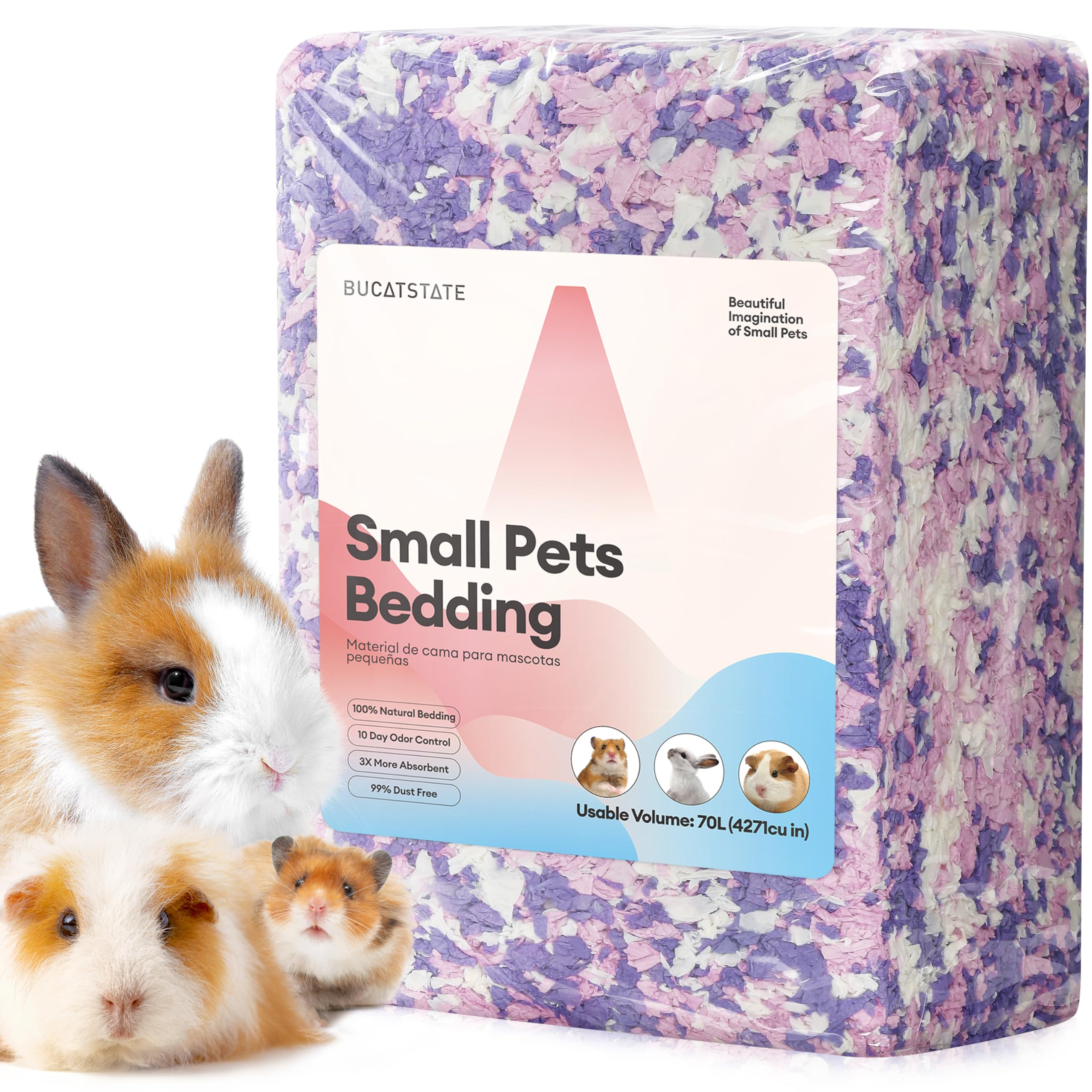 Photo 1 of BUCATSTATE Hamster Bedding 70L, 99% Dust-Free Guinea Pig Paper Bedding Odor Control Paper Bedding, Cozy Small Animal Bedding for Rabbit Rat Syrian Dwarf Hamsters Gerbils (Lavender)