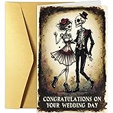 Gothic Skeleton Halloween Wedding Card, Spooky Congratulations Card for Newlyweds, Engagement Cards for Bride and Groom, Bridal Shower Cards