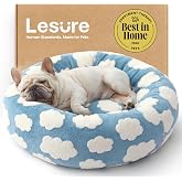 LE SURE Shown on TV Jacquard Donut Dog Beds Medium Sized Dog,Blue 30x30x8in | Orthopedic Calming Pet Bed Sofa, Original Design Pattern,Washable Cover,Cute Home Decor as Gift for Pet,Anti Slip Bottom
