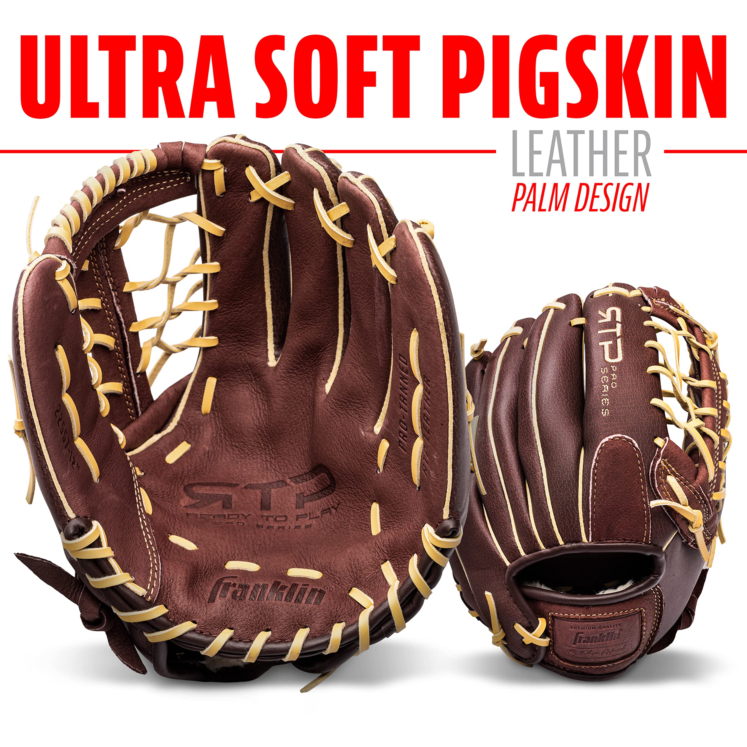 Franklin Sports RTP Pro Baseball Glove - Adult + Youth Fielding Mitt - Righty - Camel