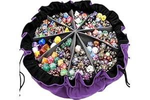SIQUK Large Dice Bag with Pockets Big Capacity Dice Bag Drawstring Dice Pouch DND Dice Storage Bag for RPG MTG Table Games, Hold Over 300 Dice, Dark Violet