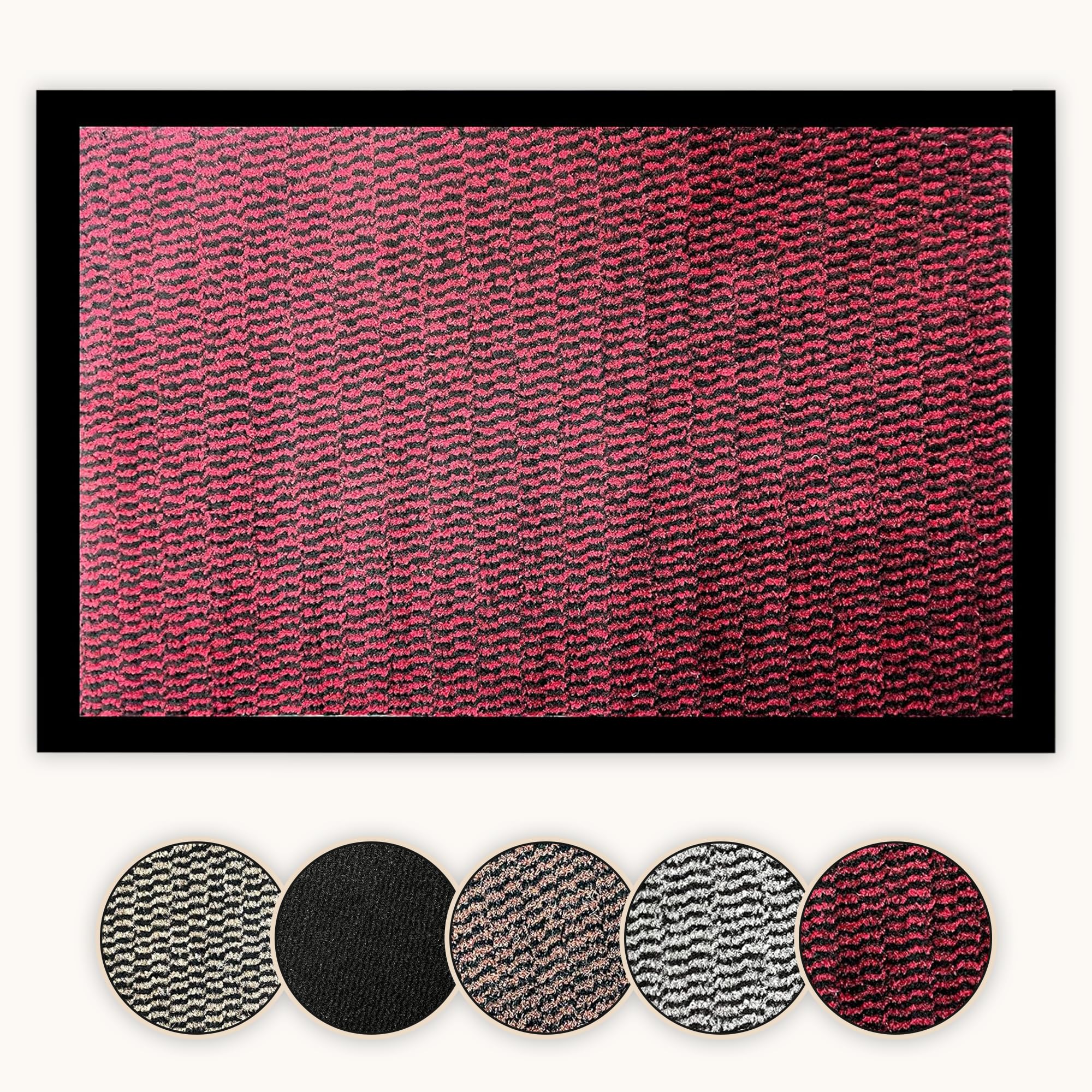 Bear & Panda - Dirt Trapper Door Mat - Indoor/Outdoor non-slip Washable Barrier Door Mat, Heavy Duty Entrance Rug Shoes Scraper, Super Absorbent Front Doormat Carpet (Red, 40 x 60 cm)