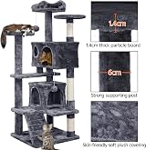 Yaheetech 138.5cm Cat Tree Tower with Condos & Ladder Dark Grey view 8