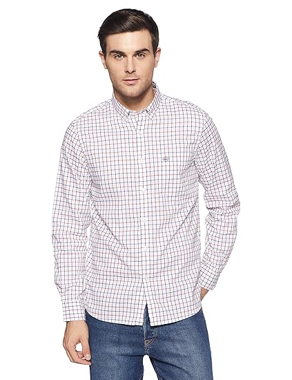 arrow sports men's checkered slim fit casual shirt
