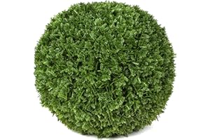 3rd Street Inn Small Cypress Topiary Ball - Artificial Plant Set - Indoor/Outdoor Wedding Party Decor - Faux Foliage Garden Sphere - Tree and Bush Substitute (7", 2 Pack)
