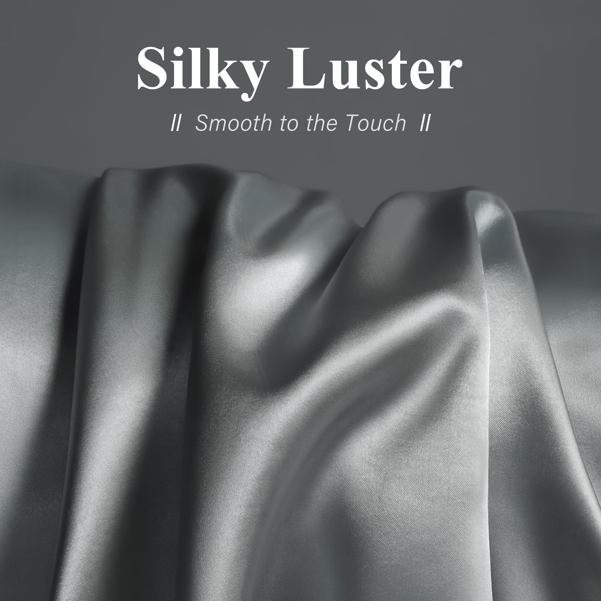 DOWNSTORIA Satin Pillowcase for Hair and Skin Similar to Silk Pillow Cases 2 Pack, Grey Pillow Cover with Envelope Closure Set of 2, Gifts for Women Men(20x30 Inches, Light Gray) - Image 2