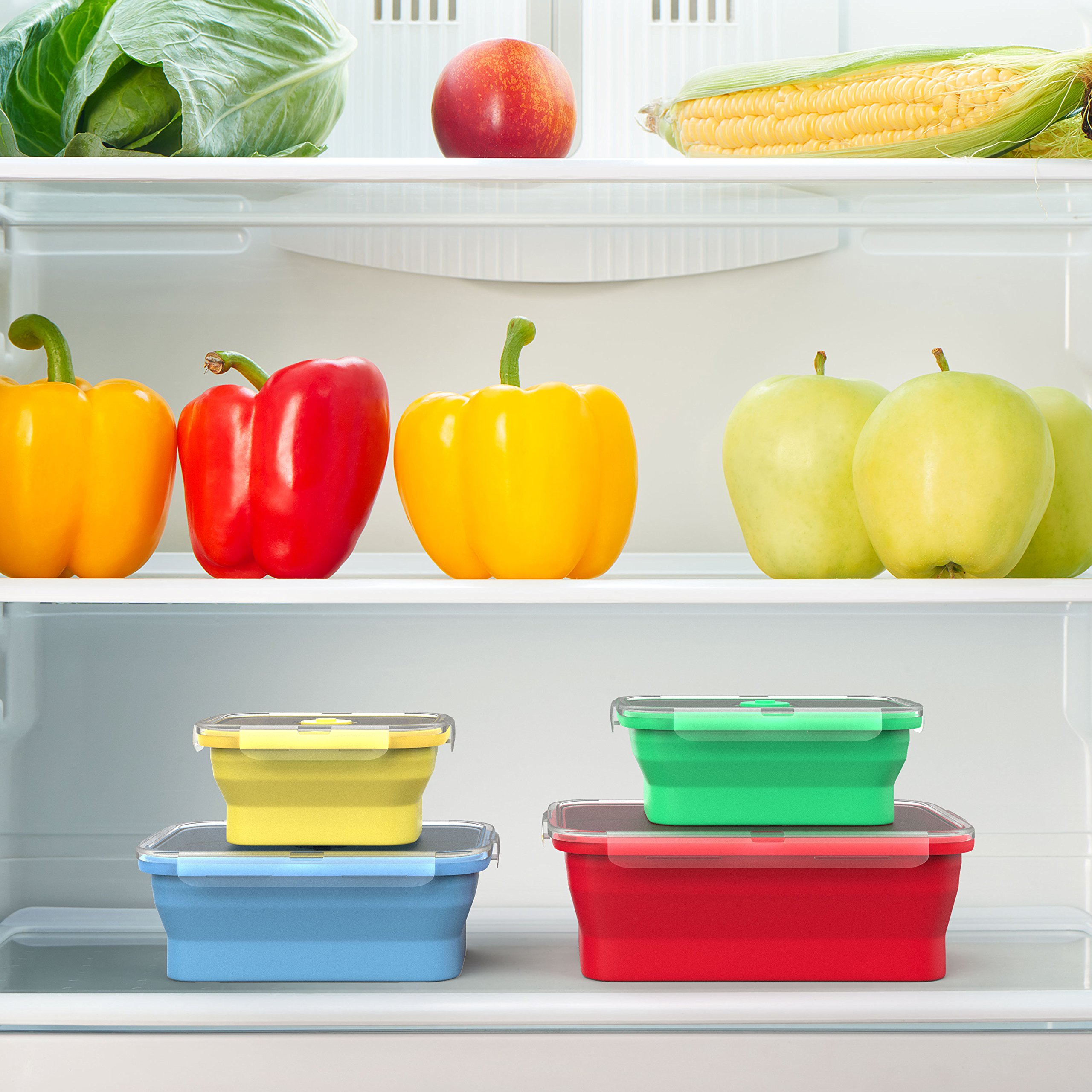 Vremi Silicone Food Storage Containers with BPA Free Airtight Plastic